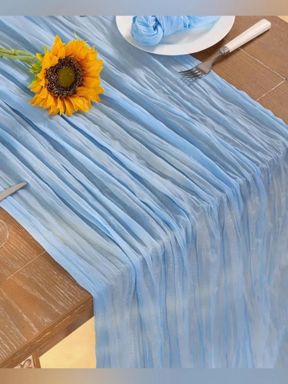 NEW-Set of 2 -10 Foot BabyBlue Cheesecloth Table Runner Table Runner Boho Gauze